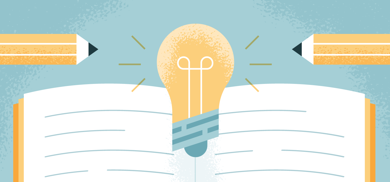 illustration of a light bulb and a notebook