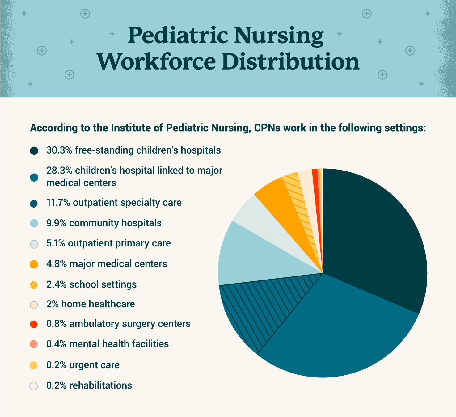 Pie graph of pediatric nursing workforce distribution