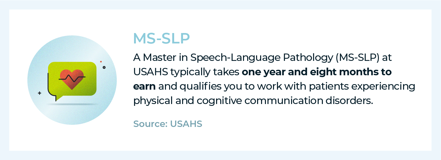 Time it takes to earn a Master in speech-language therapy.