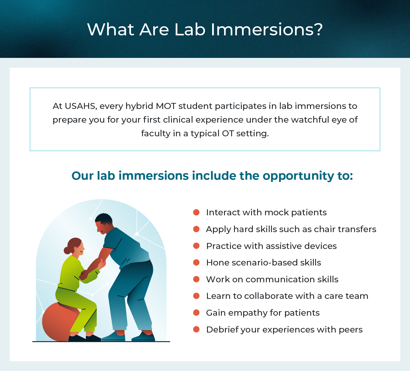 Description of lab immersions at USAHS.