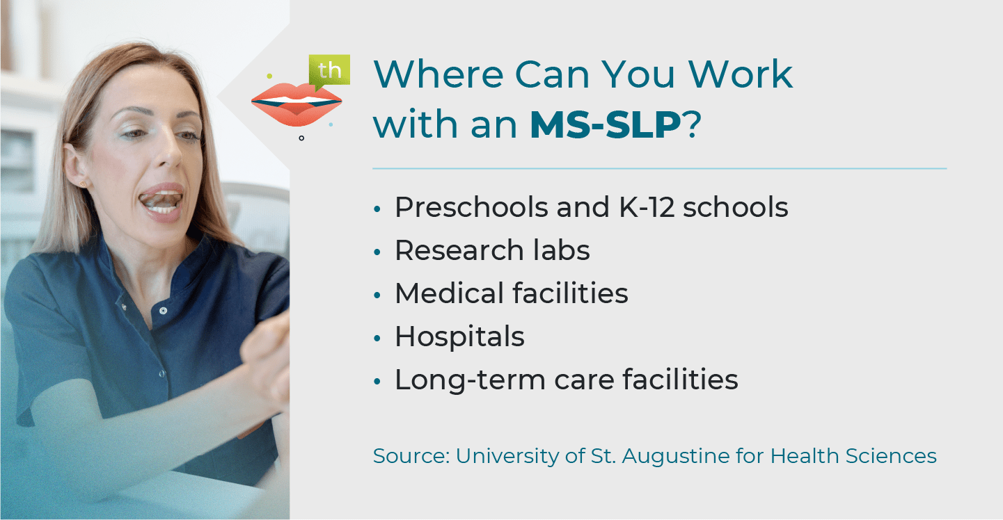 a list of where you can work after earning a MS-SLP
