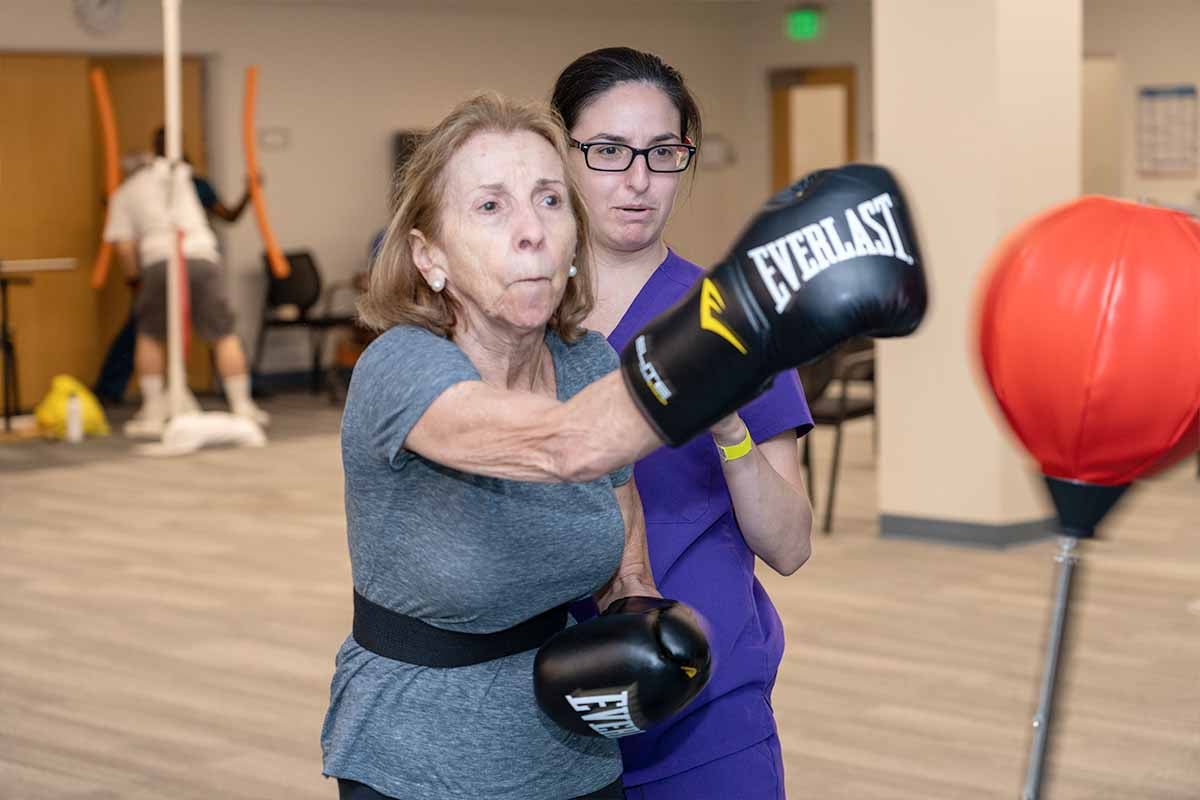 Patient boxing at the Rocksteady program
