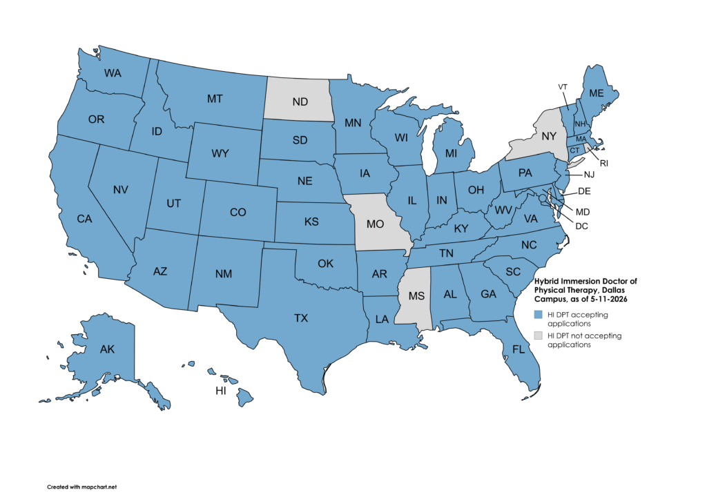 USAHS Hybrid Immersion DPT Dallas State Approvals