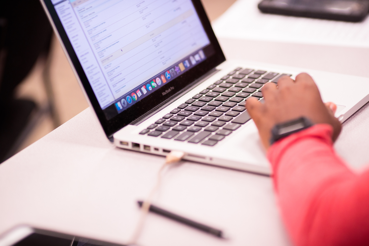 Person on computer.