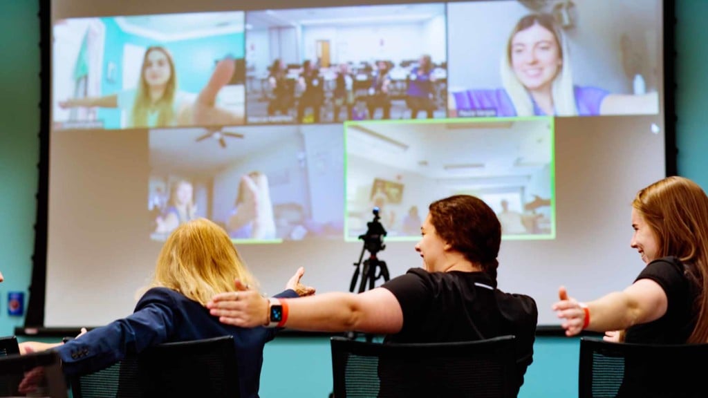 OT students interact in a hybrid class